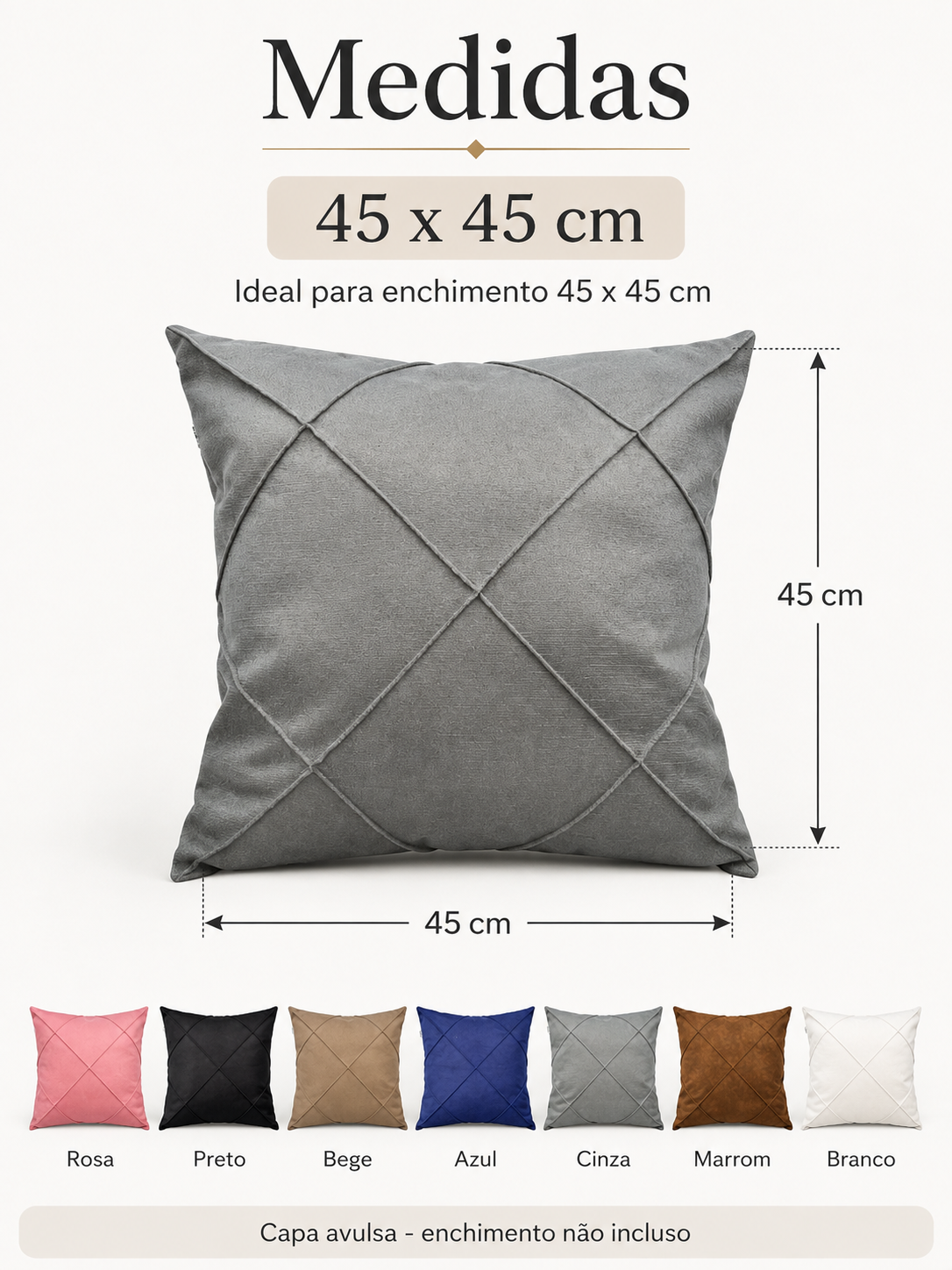 Capa de Almofada Suede Premium 45x45 cm - Imagem 5